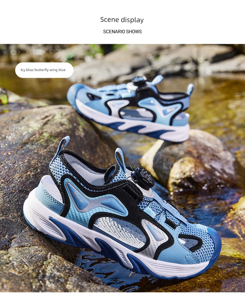 Xtep Children's Shoes, Boys' Sandals, Big Children's Shoes, New Summer Sandals, Rotating Buckle, Hollow Design, Non-Slip, Wear-Resistant Beach Shoes — 3