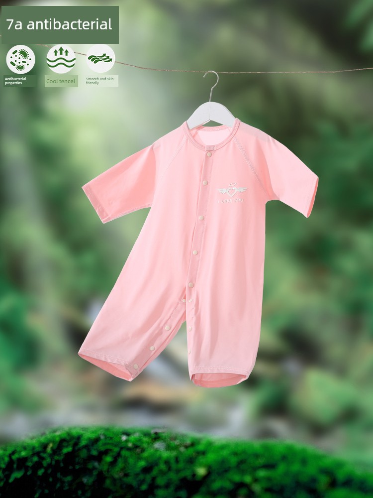 2-Pack Baby Romper Summer Thin Modal Long-Sleeve Pajamas Baby Air-Conditioned Crawling Suit Newborn Onesie — 4