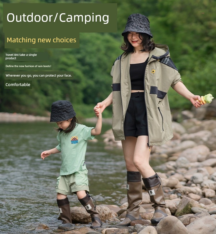 Japanese Style Knee High Rubber Men and Women Same Style Children's Rain Boots — 18