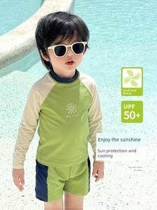 Boys' Swimwear Children's Swimsuit Baby Two-Piece Swimsuit Boys' Long-Sleeve Sun-Protection Swimwear Boys' Swim Trunks S