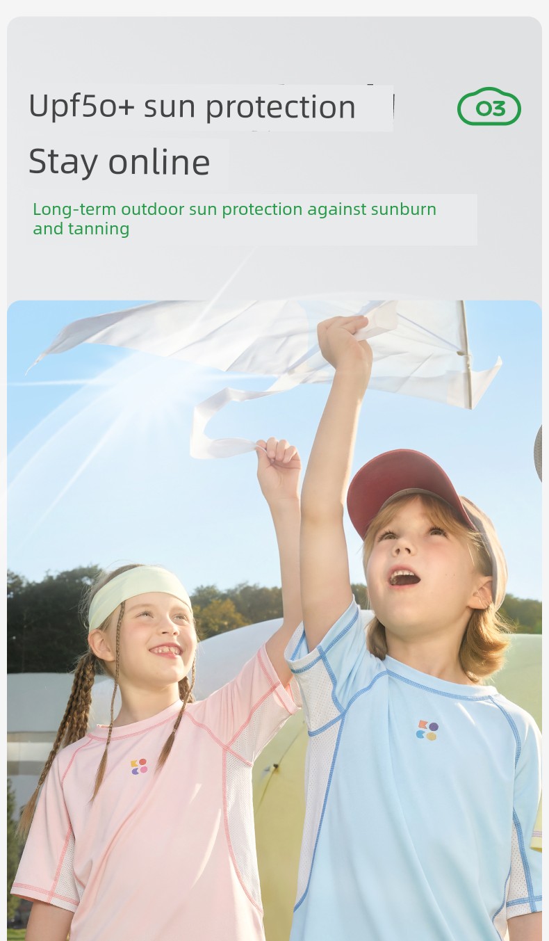 Kk Tree Children's Short-Sleeve Boys' and Girls' Quick-Dry T-Shirt, Sun-Protective Outdoor Sports Top, Long-Sleeve Summer Base Layer, Thin — 15