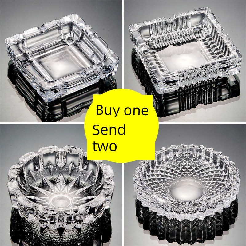 [Buy One, Get Two Free] Creative and Personalized Ashtray for Home Use, Bedside, Living Room, Bar, Large Crystal Glass Ashtray