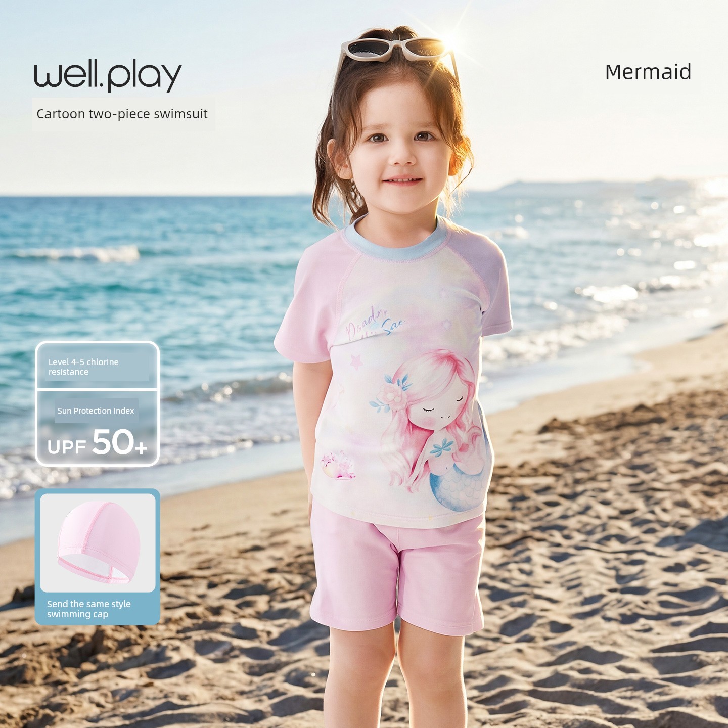 Wilberu Girls' Swimwear Two-Piece Children's Girls' and Boys' Summer Sun Protection Class a One-Piece Swimsuit for 3-Year-Olds — 2
