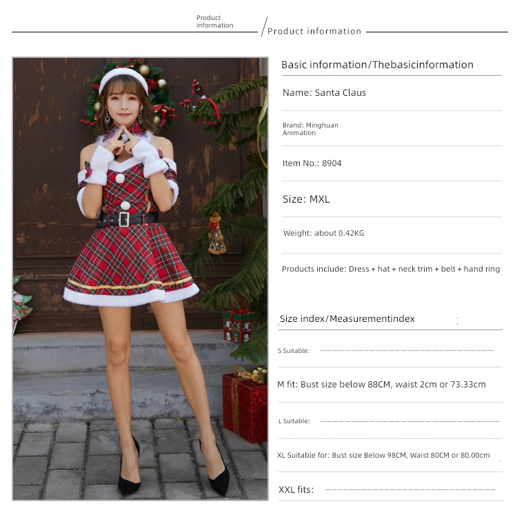 Christmas clothing adult ma'am Clothes & Accessories Christmas Dress festival party Dress up Santa Claus suit Stage outfit