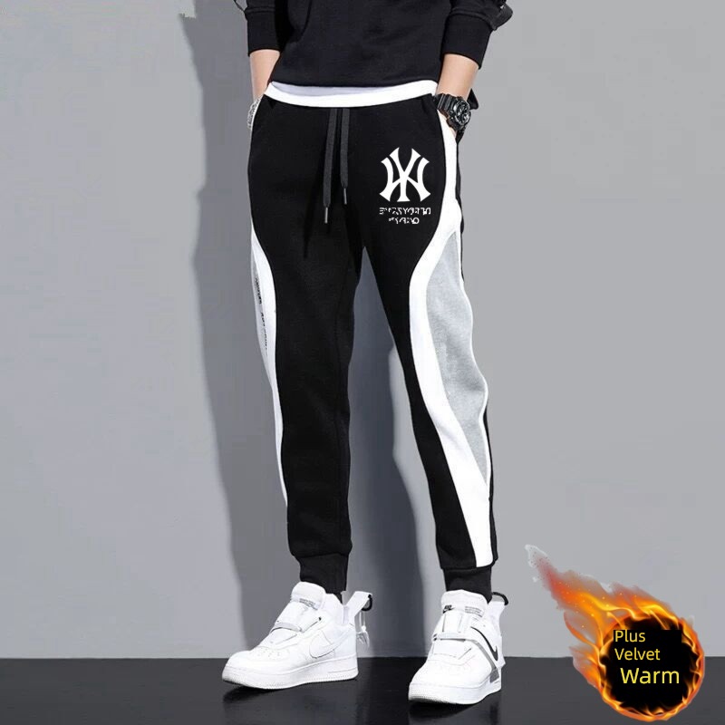 Bundle leg Chaopai leisure time Autumn and winter Plush thickening sweatpants