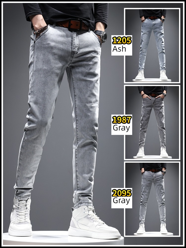 Self-cultivation Little feet Straight cylinder grey Spring and Autumn Jeans