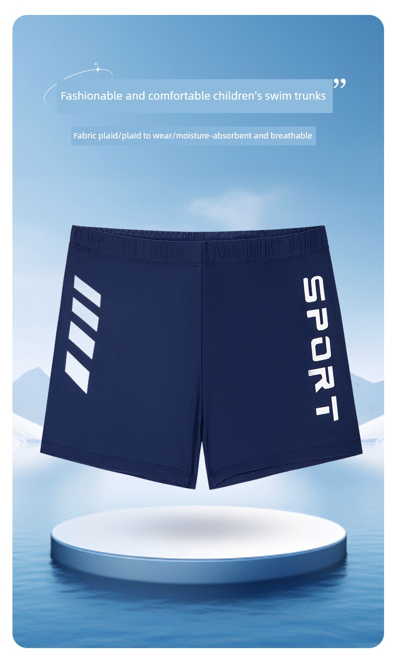 Children's Swimming Trunks 2026 New Model Boys' High-Elastic Quick-Dry Professional Training Swimwear for Older Children and Students, Boxer Shorts — 3
