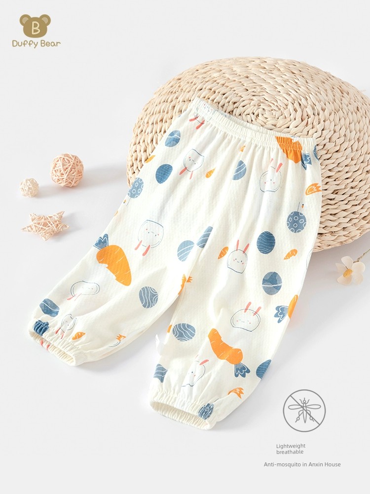 Baby Mosquito-Repellent Pants Summer Thin Pure Cotton Boys' Casual Long Pants Girls' Stylish Lantern Pants Breathable — 2