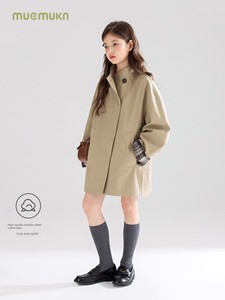 Mucmukn Children's Clothing Autumn British Style Retro Trench Coat Jacket Textured Double-Sided Twill Coat for Girls