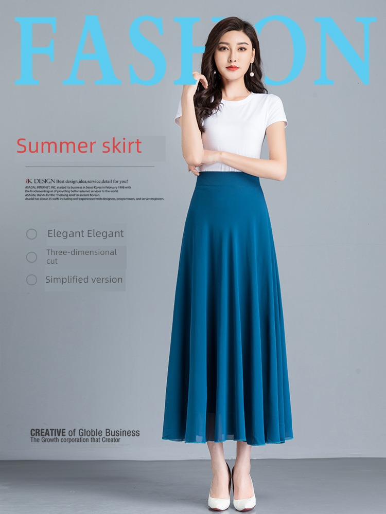 summer gules Chiffon High waist A word Big swing skirt
