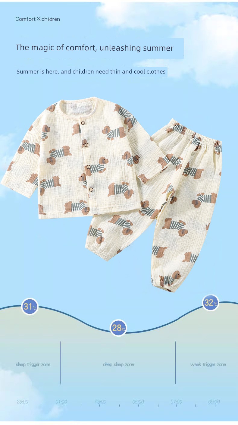 Children's Home Wear 2025 Spring and Autumn New Style Class a Pure Cotton Set for Boys and Girls, Long-Sleeve Long-Pants Pajamas, Air-Conditioning Clothing — 5