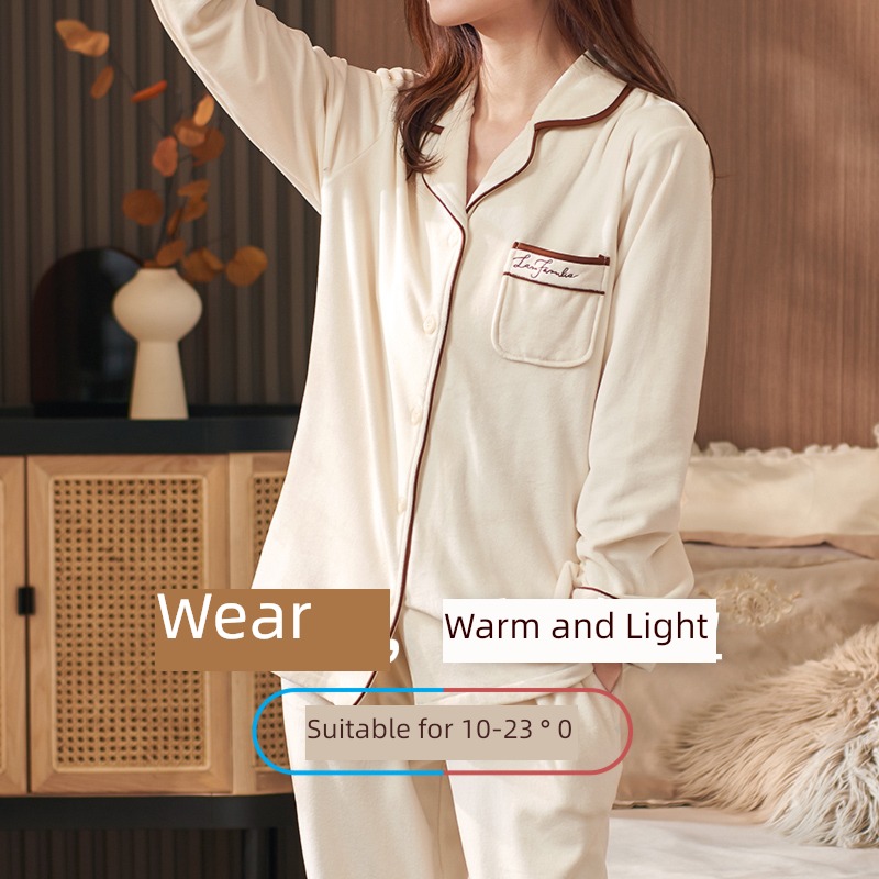 ma'am Winter money thickening keep warm Coral velvet autumn pajamas