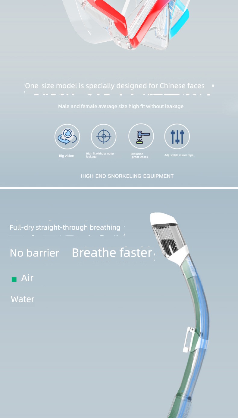 All dry breathing tube Myopia glasses Three treasures of snorkeling