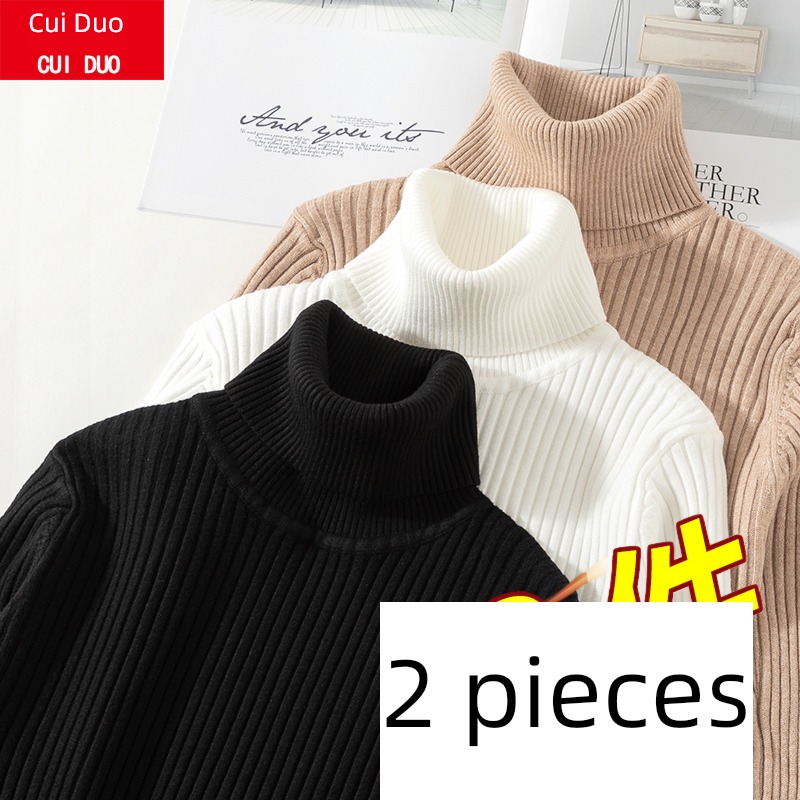 knitting Inner lap Autumn and winter Self-cultivation black High collar sweater
