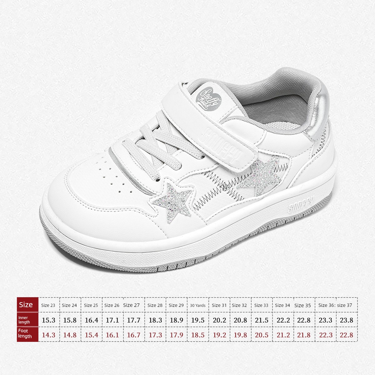 Back-To-School Season｜Snafe Girls' White Sneakers with Star Design, New Autumn Model, Children's Soft-Soled Lightweight Student Casual Shoes — 1
