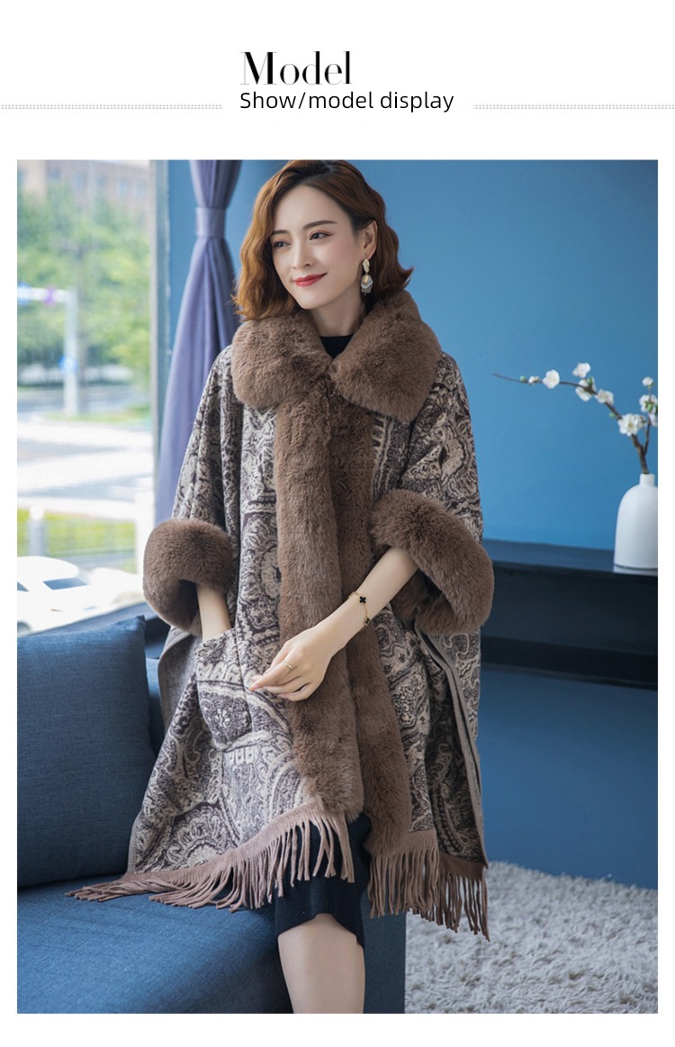 female thickening cheongsam spring and autumn noble Large wool collar Shawl