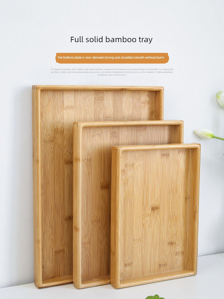 日式竹製託盤田園風磨砂質感適用於家庭或餐廳長方形設計共有4款尺寸可供選擇
