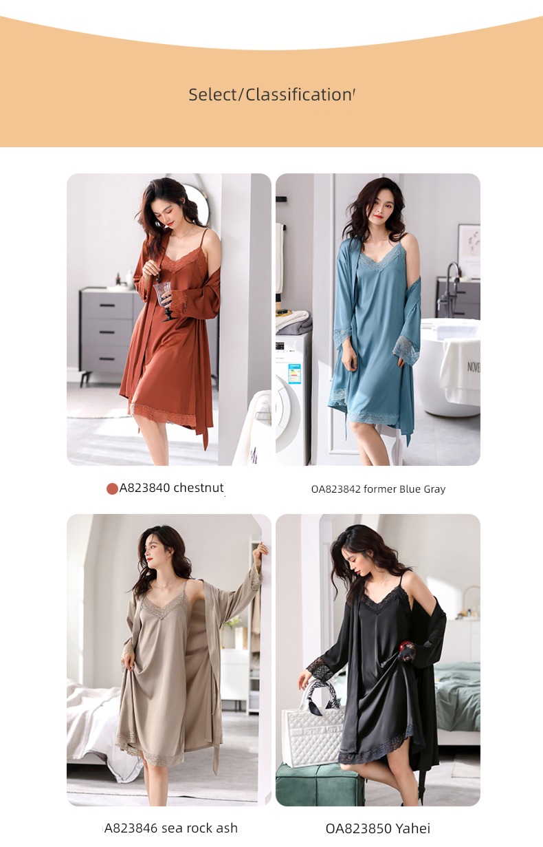 Bathrobe Ice silk summer camisole sexy suit pajamas