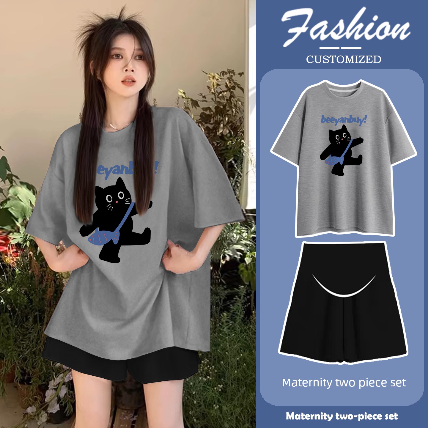 Maternity Summer Outfit 2026 New Style Top That Doesn'T Show Pregnancy, Stylish High-End Look for Pregnant Moms, Complete Set with Shorts — 5
