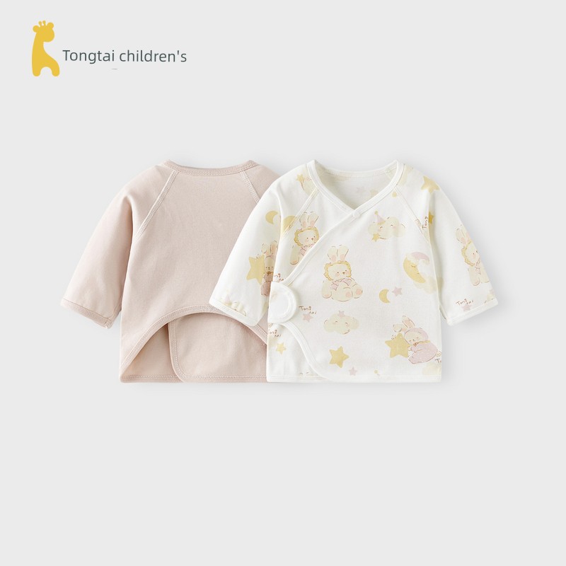 Tongtai Baby Half-Back Shirt, Spring and Autumn Pure Cotton Newborn Clothing, Monk-Style Outfit, Newborn Baby Belly-Protecting Top, Full-Month Outfit — 5