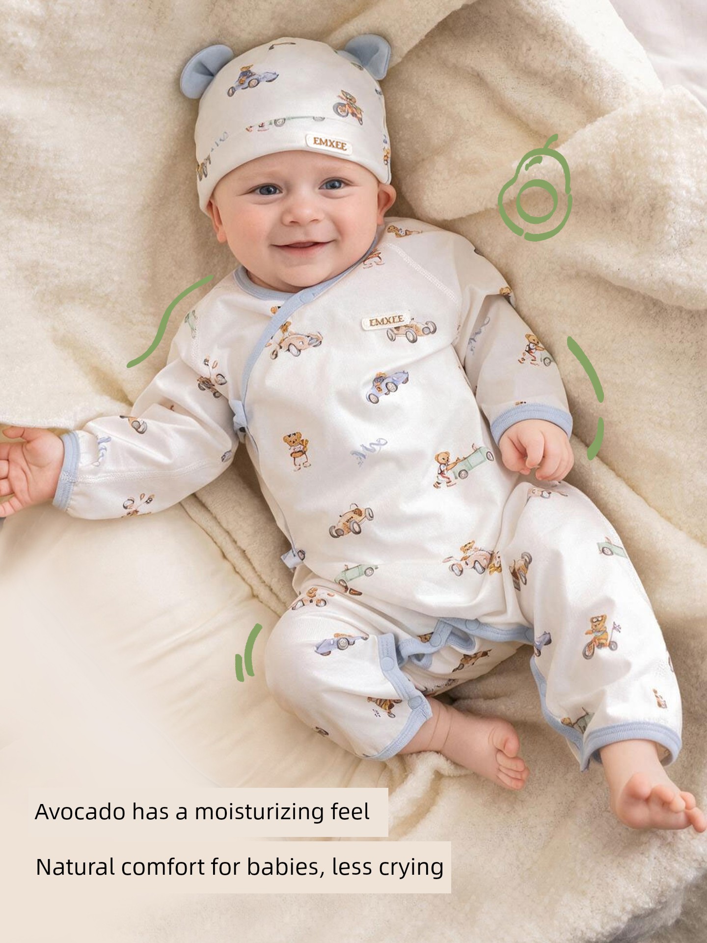Qianxi Avocado Pure Cotton Autumn and Winter Baby Jumpsuit