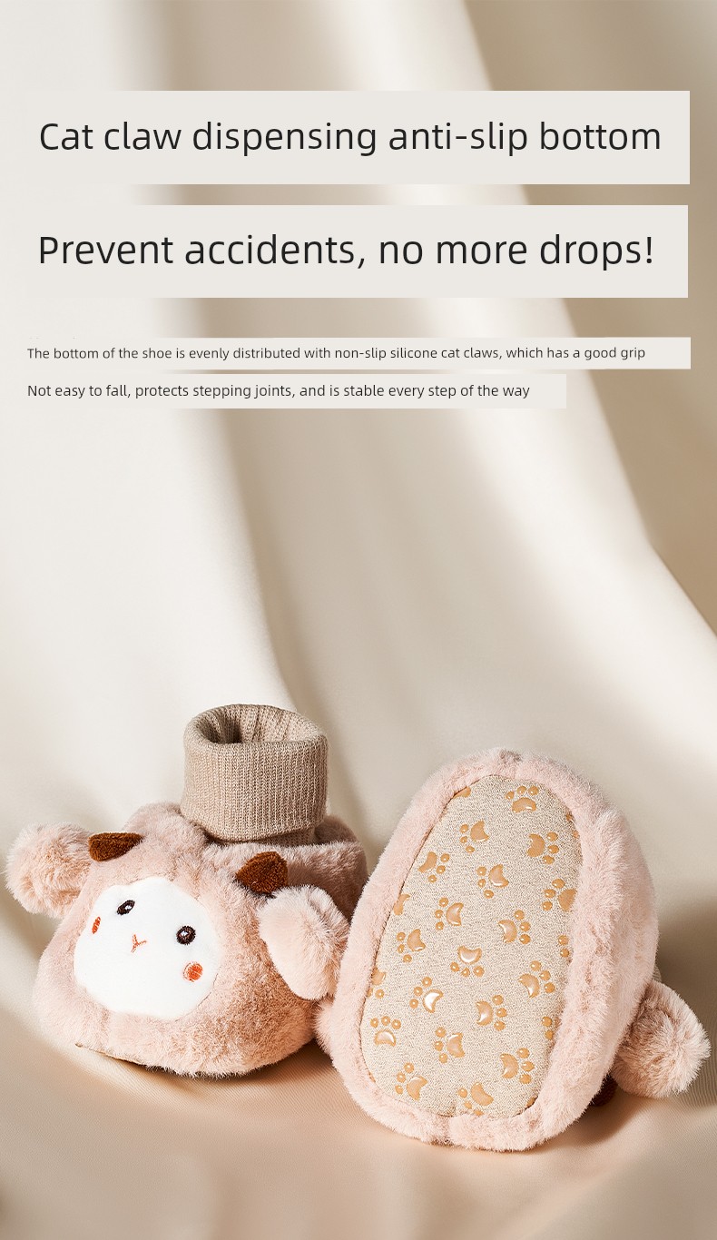 Baby Shoes for 6 to 12 Months, Autumn and Winter Models, 0-3 Months Shoes and Socks, Pre-Walking Shoes, Soft Sole, Non-Slip, Toddler Cotton Shoes with — 9