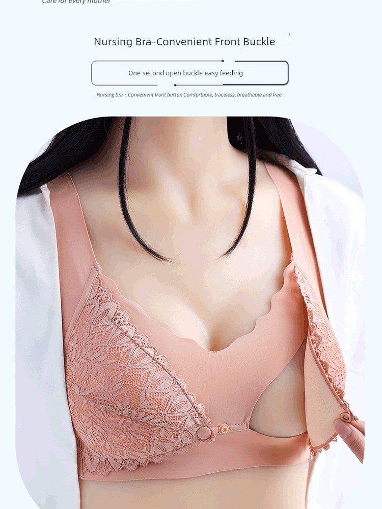 Vest Breastfeeding Intimates Push up and Anti-Sagging Breast Milk Period Maternity Bra Postpartum Feeding Front Buckle Thin Bra — 4