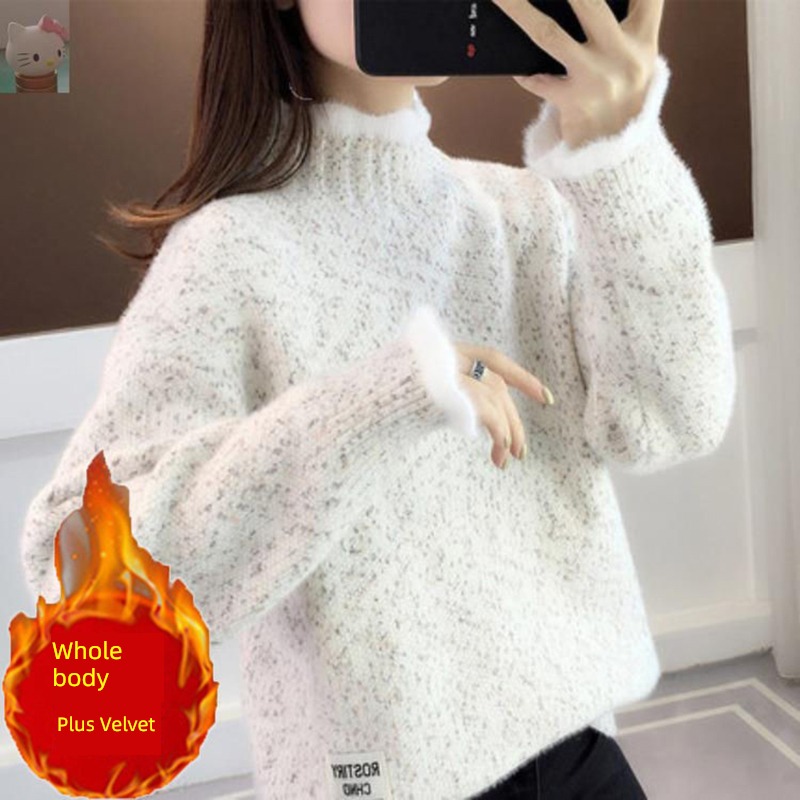 Mink hair Half high collar sweater easy Lay a foundation Sweater