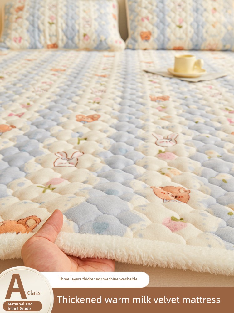 Winter Thickened Milk Fiber Mattress Cushion For Home Mattress Quilt Heattech Fall and Winter Coral Fleece Blanket Bedspread Bed Sheet