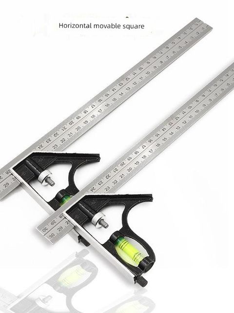 Stainless steel angle ruler horizontal right angle ruler 90 degree measurement curve ruler triangle ruler woodworking ruler multifunctional angle ruler steel ruler