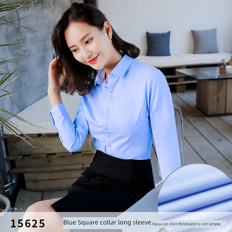 Pure blue Women company factory clothing Self-cultivation Long sleeve shirt