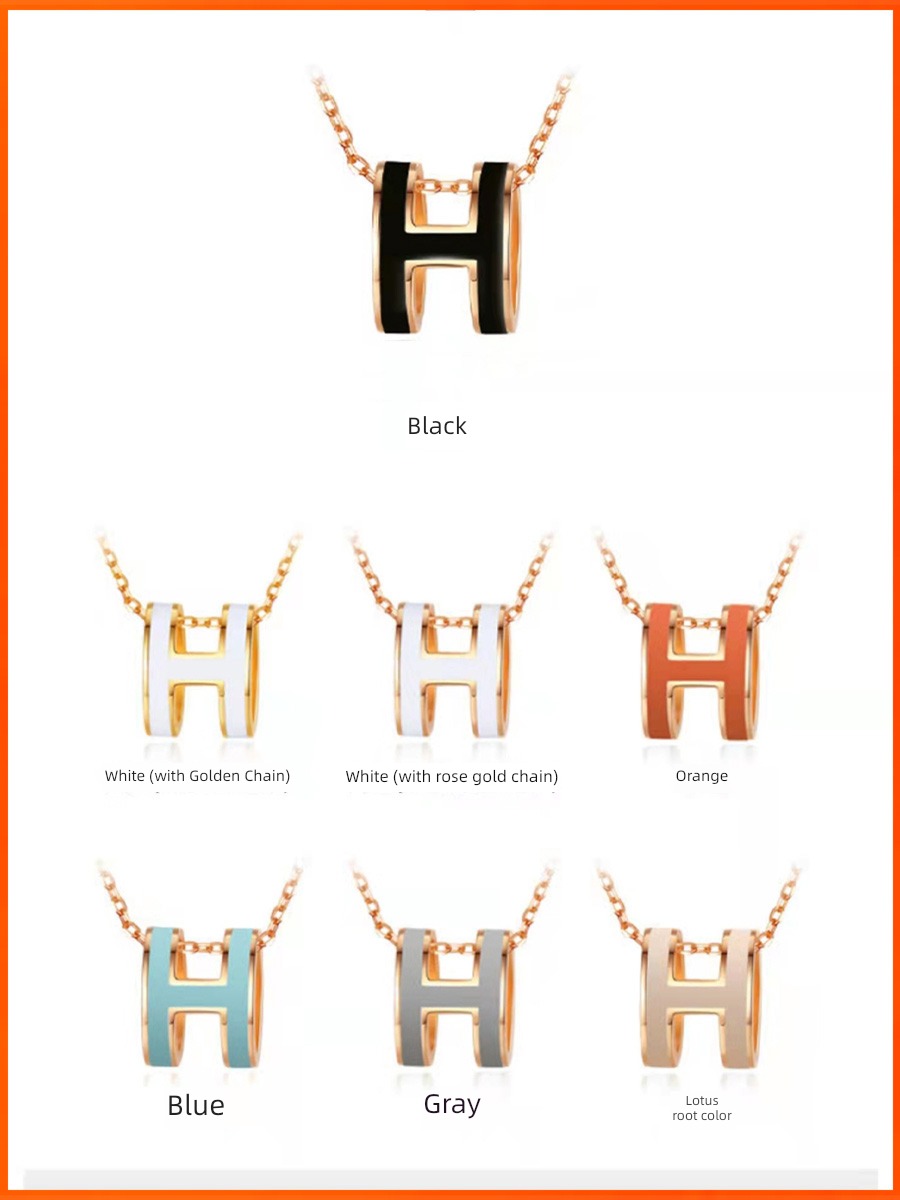 H Necklace female Autumn and winter Sterling Silver necklace Light luxury Minority Design Enamel letter Pendant 2022 new pattern gift