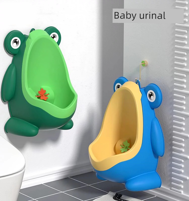 青蛙造型兒童小便器男寶寶站立式尿盆掛牆尿壺 (7.7折)