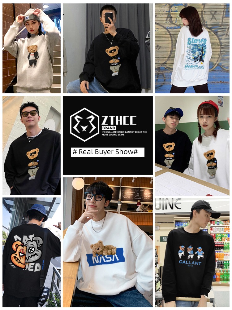 ins schoolboy No cap Couples dress Autumn and winter Round neck Sweater