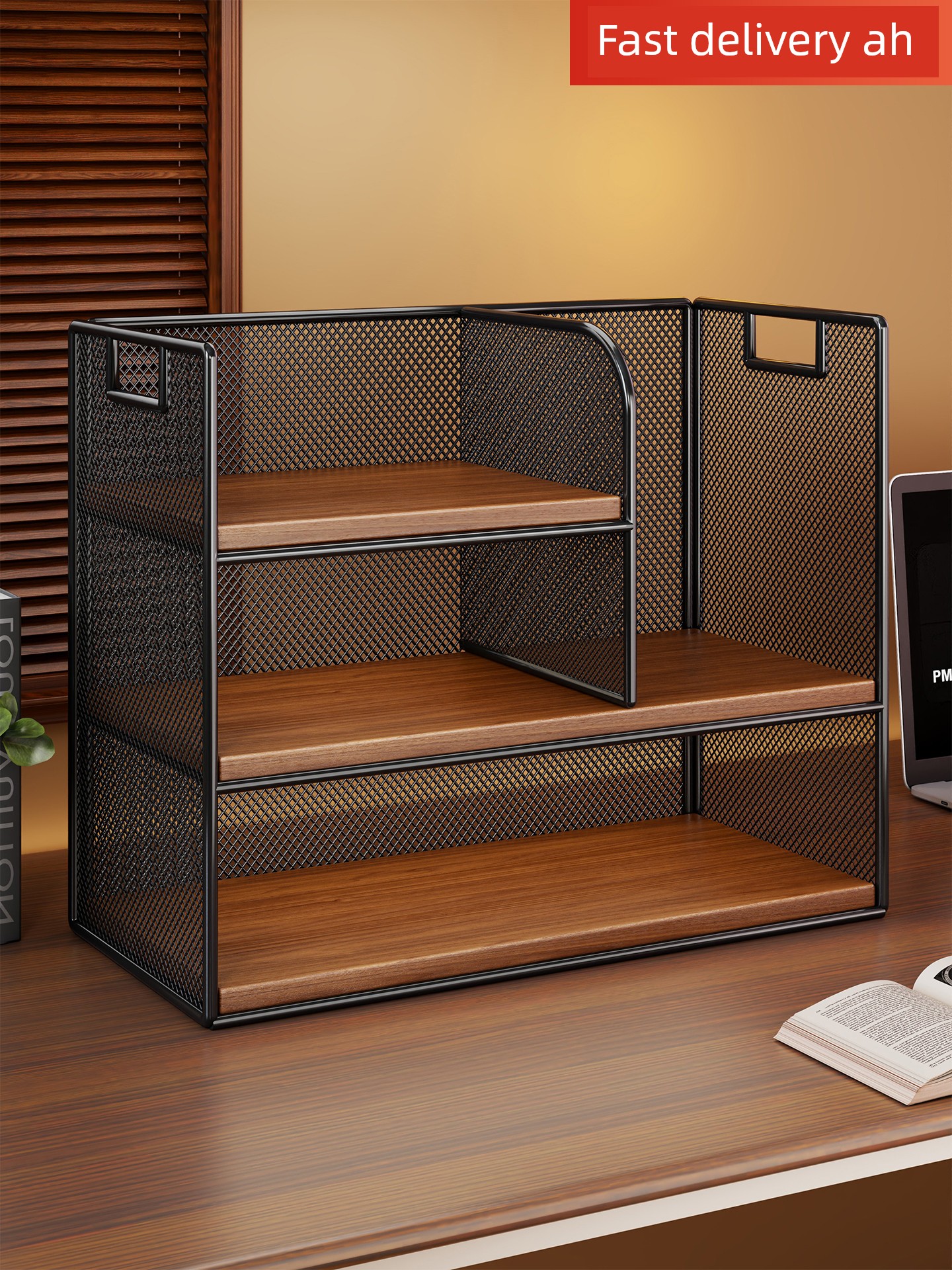 Desktop Storage Rack, Vertical Multi-Layer Small Bookshelf on the Desk, Office Desk Workstation File Storage Cabinet, Home Bookcase