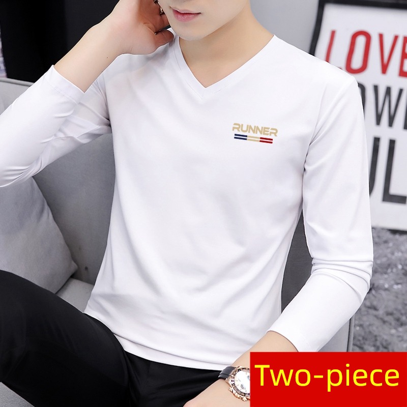 Long sleeve Put on your clothes V-collar Body Autumn clothes man T-shirt