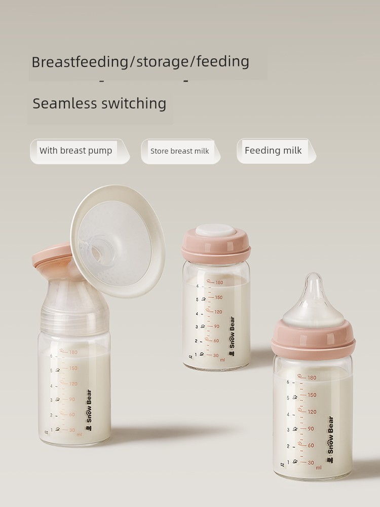 Little White Bear Milk Storage Bottle Refrigerator Breast Milk Special Glass Storage Bottle Fresh-Keeping Milk Storage Container Can Be Heated and Connected to a Breast Pump