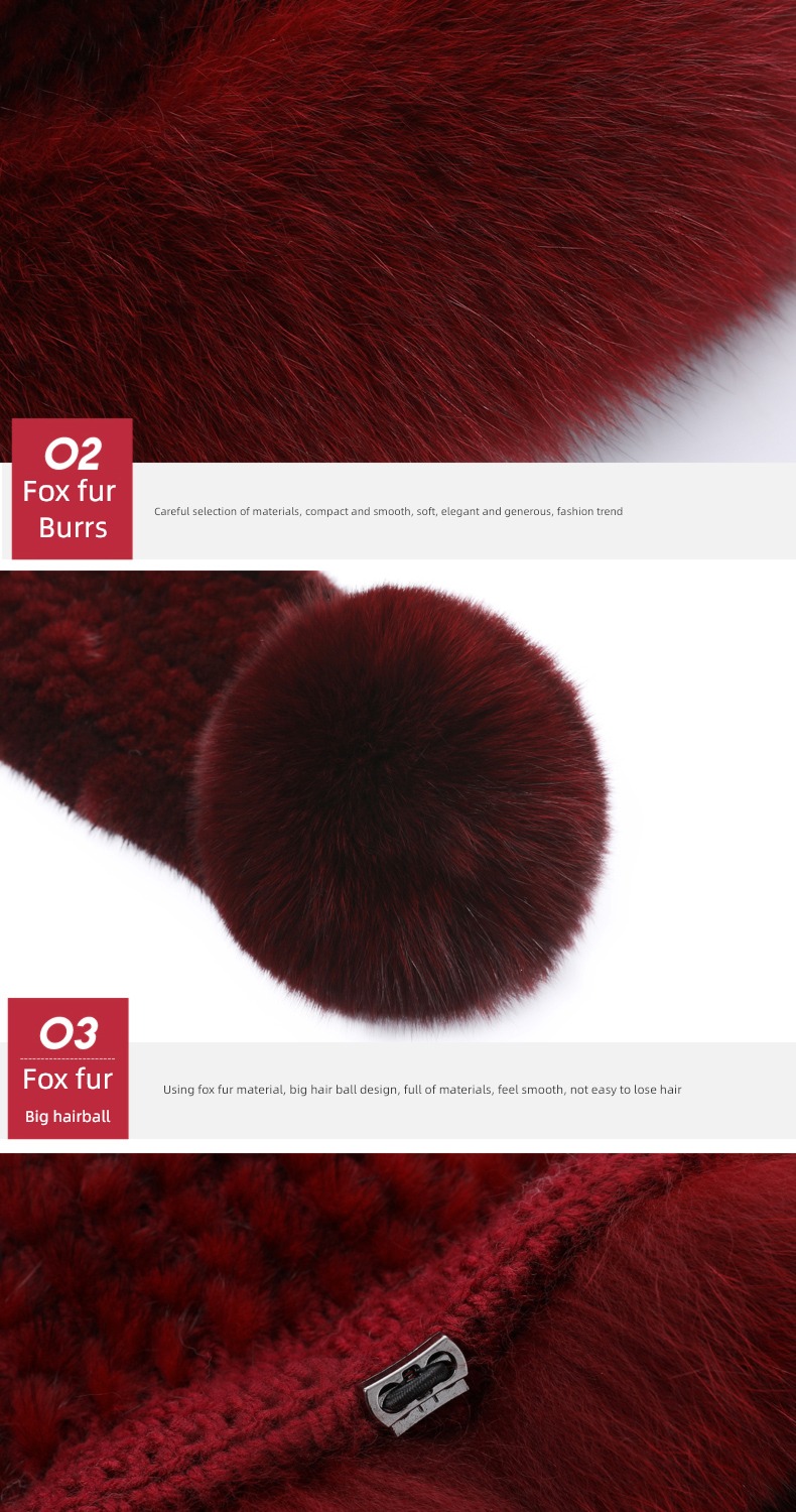 Lei Xuan weave Fox  Mink skin female suit Hat