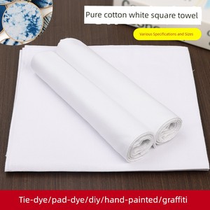 Tie-Dye Wax Dyeing, Plant Dyeing, Rubbing Dyeing, Pure Cotton White Cloth, Tie-Dye Rubbing Print Small Square Towel, Han