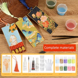 Cloisonné Enamel Handmade DIY Material Kit Bookmark with Plum, Orchid, Bamboo, and Chrysanthemum Designs, Chinese Style