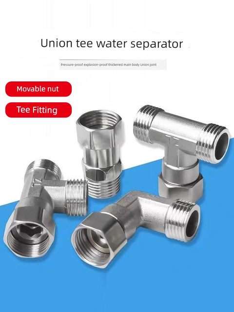 Stainless steel direct/tee/elbow/4-dividing pipe movable connection thickened inner and outer ribbon movable connection plumbing and heating joint accessories
