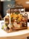 Ruojing Ruole coffee shop DIY hut handmade house wooden assembled miniature building blocks toys gift