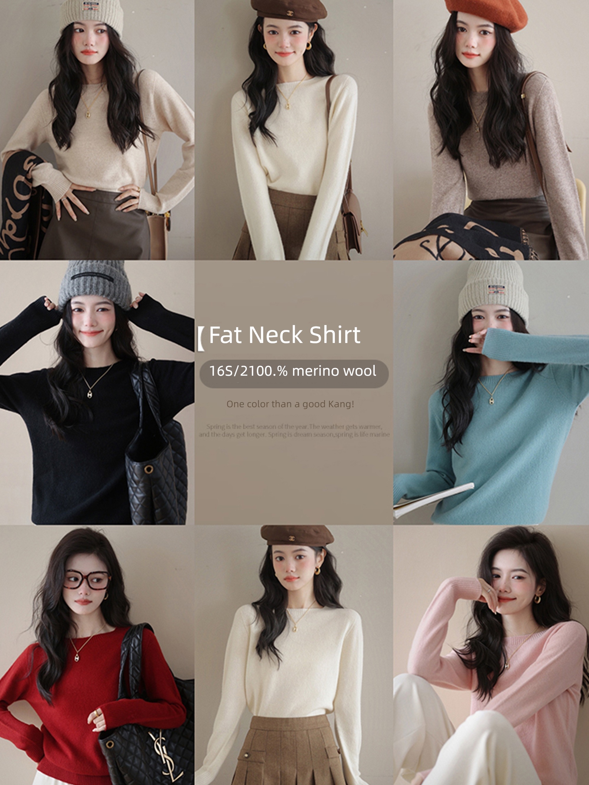 The plum is ripe wool Round neck Long sleeve Autumn and winter Sweater