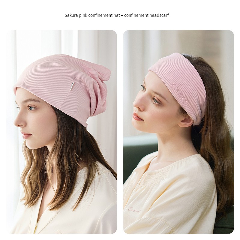Manxi Bamboo Fiber Postpartum Headscarf for Pregnant Women, Windproof Head Protection, Solid Color Postpartum Headband, Non-Tightening after Delivery — 1