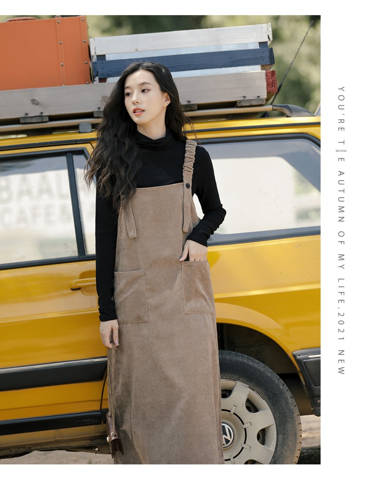 Autumn clothes corduroy Retro Strap skirt