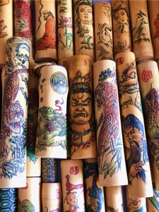 Carved Art Bamboo, Special-Shaped Bamboo, Non-Heat-Pressed, Collectible Ornaments, Tattoo Needlework, Color Carving, Mic