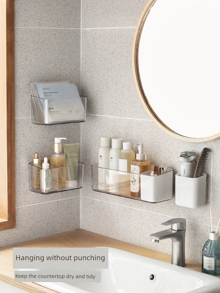 日式風格 透明壓克力免打孔壁掛置物架 收納架 浴室淋浴間置物架