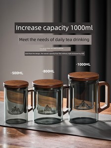Jie'an Xi Tea Cup Large Capacity Guanshan Glass Tea Cup Tea Water Separation For Home Men Dedicated Tea Water Cup