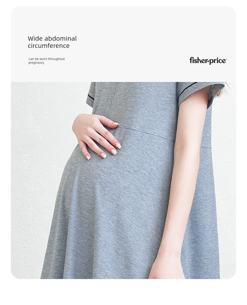 American Fisher Pregnant Women Dress Summer Plus Size Loose Polo Collar Tops Small Short Sleeve New Arrival Maternity — 27