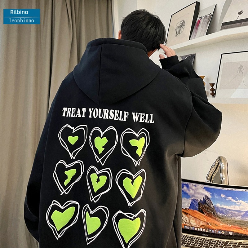 Hip hop Spring and Autumn ins printing easy Hooded Sweater